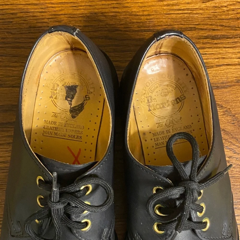 Dr. Martens Made in England 1461 Vintage 3 Eye Black Leather Oxfords UK 6 US 8 W